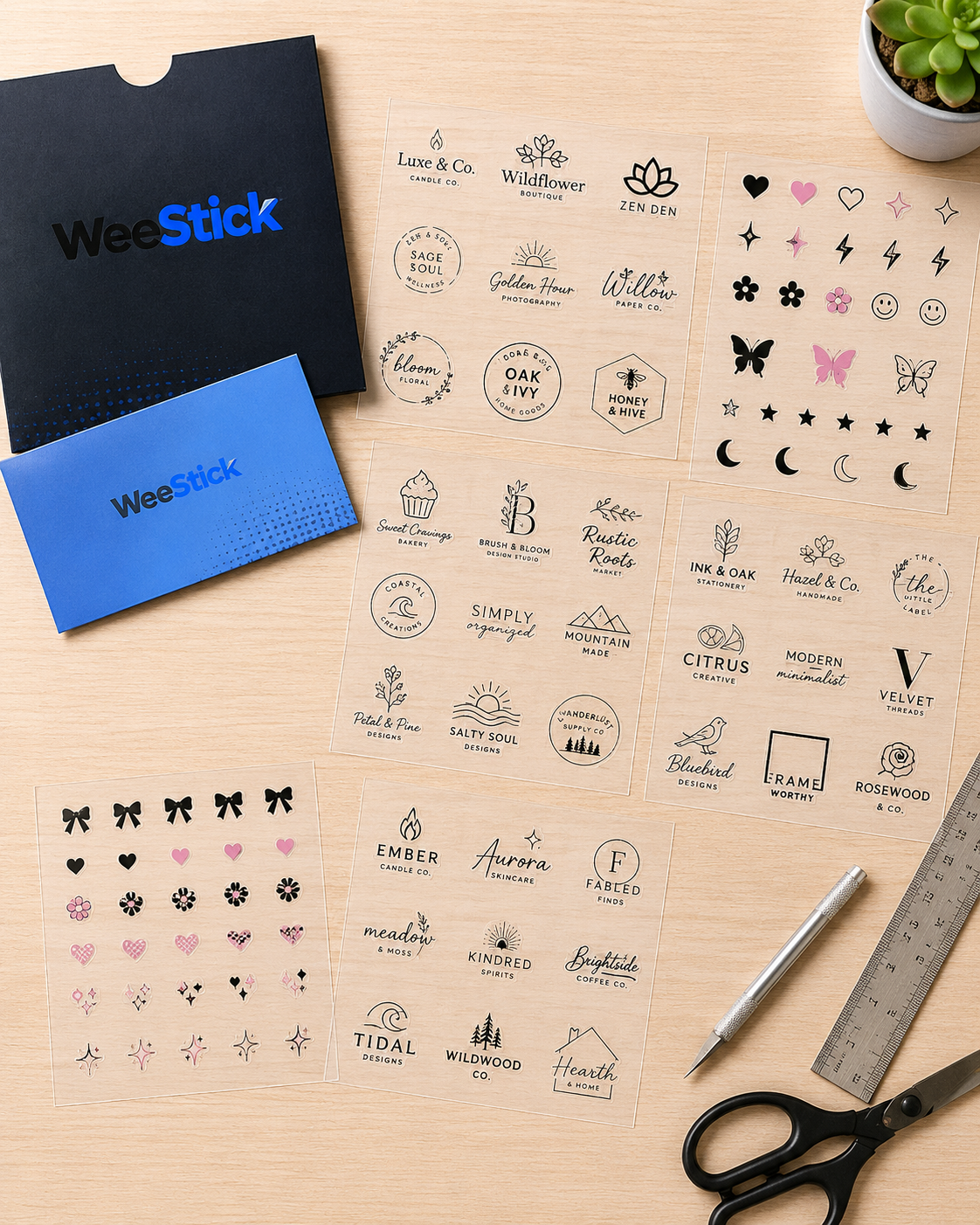 Multiple custom logo transfer sheets for small businesses